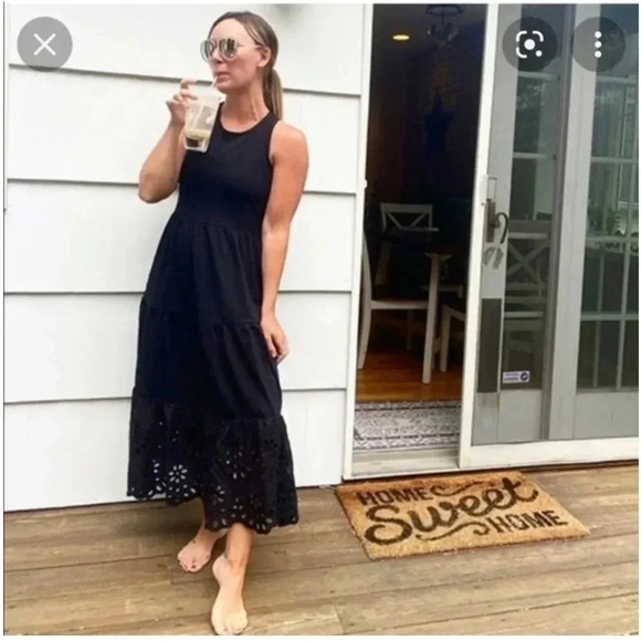 NWOT JCREW Tiered Knit Midi Maxi Black Eyelet Dress M - Picture 16 of 16